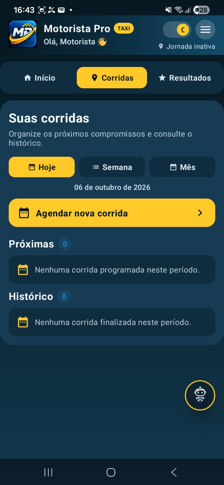 Agenda real do Motorista Pro Taxi